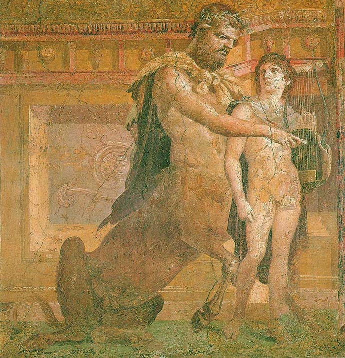 Chiron instructs young Achilles - Ancient Roman fresco (1)